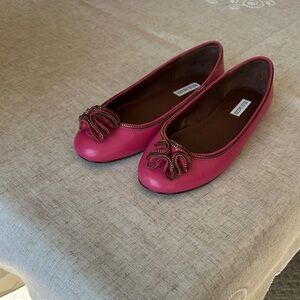 Pink Ballet Flats with Bow Accent